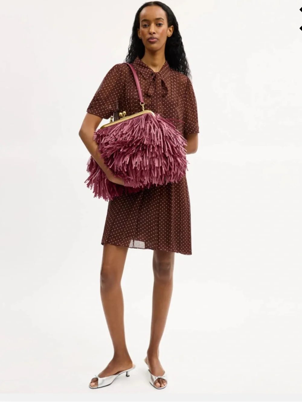 Coach Kisslock Frame Bag 27 Straw Fringe Clutch Fuchsia New